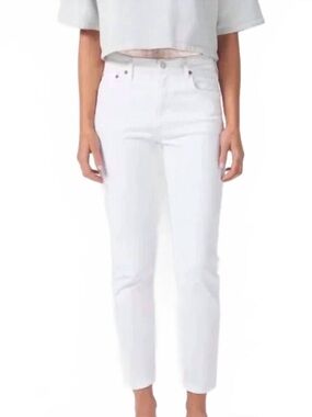 AGOLDE Willow Mid Rise Slim Crop Jean in "Sour Cream" (Off-White)